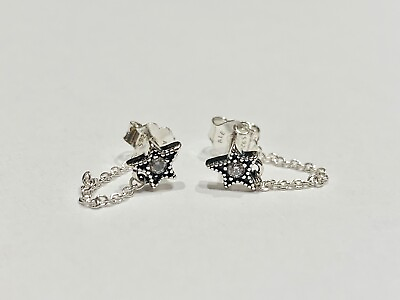 #ad Brand New Genuine Pandora Silver Celestial Stars Drop Stud CZ Earrings 298604C01 $39.99