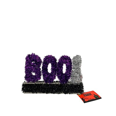Kmart Totally Ghoul Boo Tinsel Sign Halloween Decor Purple Silver Black New $8.00