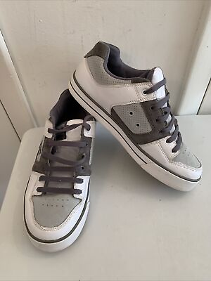 #ad DC Skate Shoes Pure Mens Grey White gray Leather Sz 10 300660 low $28.55