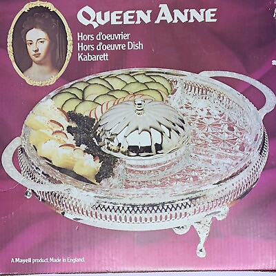 #ad Queen Anne Silver Plated Tableware Mayell Made England hors d’oeuvres￼ Dish NIB $397.33