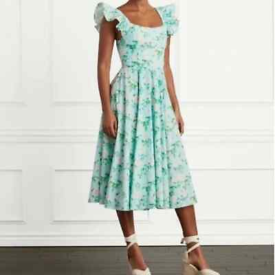 #ad New Hill House Daphne Blue White Floral Midi Fit amp; Flare Sleeveless Dress size S $80.00