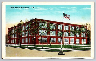 #ad Vintage Postcard SD Watertown High School White Border 12591 $1.97