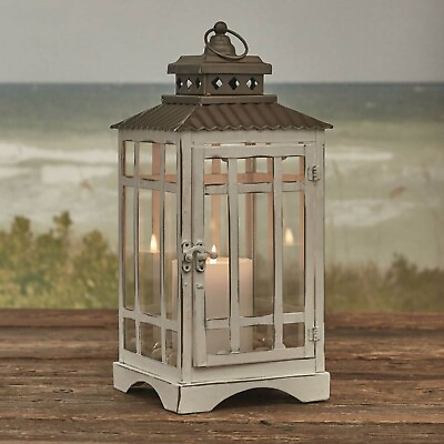 #ad Large White Lantern Metal Trimmed Beautiful Excellent Quality $93.18