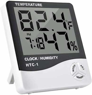 #ad THERMOMETER INDOOR Digital LCD Hygrometer Temperature Humidity Meter Alarm Clock $5.75