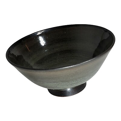 #ad Louis Mideke Studio Art Pottery Glossy Dark Emerald Green Swirl Art Serving Bowl $194.34