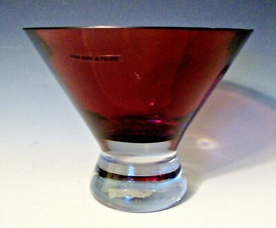 #ad Modern Hand Made Clear and Purple Polish Crystal Art Glass Pedestal Bowl $14.80
