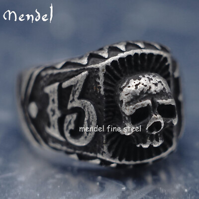 #ad MENDEL Gothic Mens Biker Skull Number 13 Ring For Men Stainless Steel Size 7 15 $11.99
