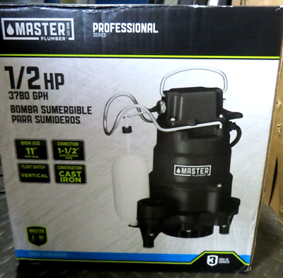 #ad $270 NEW Master Professional 1 2HP 3780GPH Submersible Sump Cast Iron 235820 $242.99