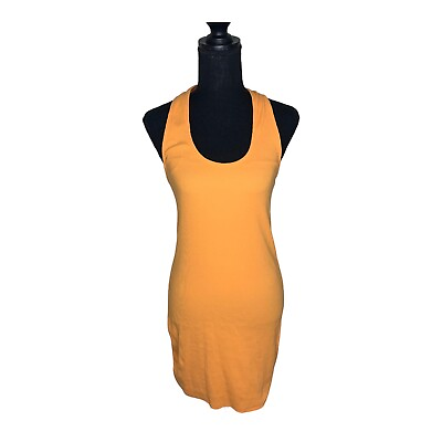#ad Cotton On NWT L Junior Orange Ribbed Halter Mini Sleeveless Dress #1545D $11.99