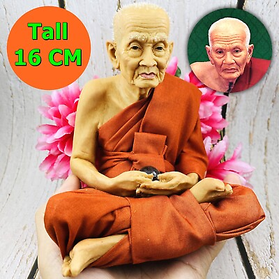 #ad Lifelike Wax Art Monk Statue Meditation Lp Tuad WatChanghai Thai Amulet #9860 $106.99