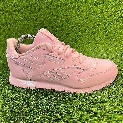 #ad Reebok Classic Leather Girls Size 6Y Pink Athletic Leather Shoes Sneakers GZ4194 $39.99