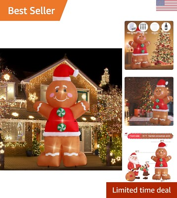 #ad Giant Inflatable Yard Decoration 8ft Christmas Gingerbread Man with LED Lights $119.99