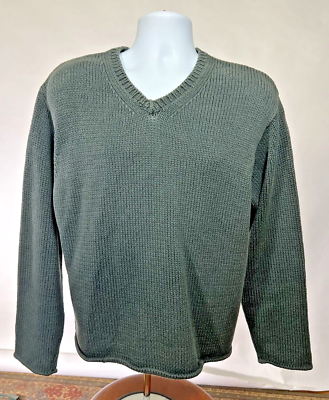 #ad J. Crew Men#x27;s Large Cotton Blend Long Sleeved Green Knitted Sweater $15.00