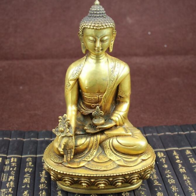 #ad 8quot; Copper Statue Large Tibet Tibetan Brass Medicine Buddha Statue Decor Crafts $45.89