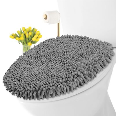 #ad LuxUrux Soft Chenille Bathroom Toilet Lid Cover Machine Washable Seat Covers $15.32