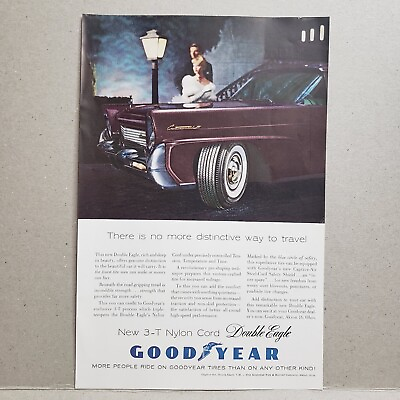 #ad 1958 Goodyear Tire Nylon Cord Double Eagle Print Ad $7.57