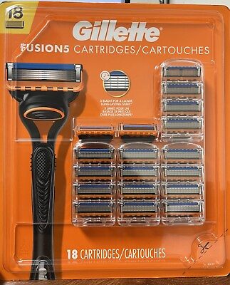 Gillette Fusion 5 Razor Blades 18 Cartridges Only Factory Sealed pack No Handle $38.99