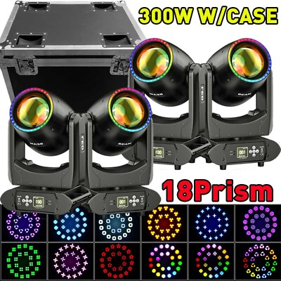 #ad 300W LED Beam Moving Head Light Gobo 18Prism DMX Stage Light DJ Disco ClubCase $199.99