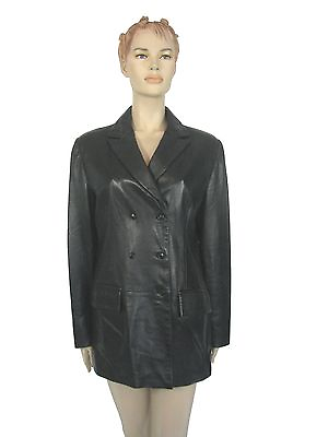 #ad quot;INDUSTRIAquot; BUTTERY SOFT BLACK LEATHER PADDED SHORT COAT JACKET sz 42 ITALY $129.00