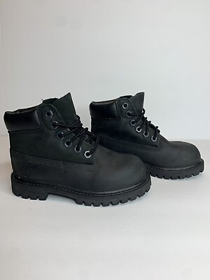 #ad Timberland 6” Premium Toddler Boots Black Leather Boys Girls Unisex Size 9 $27.99
