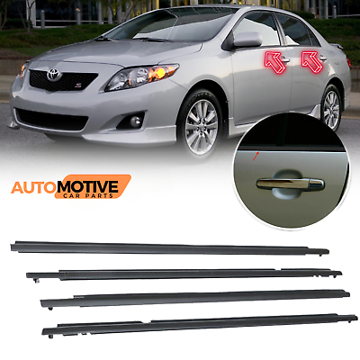 #ad For 2009 2012 Toyota Corolla 4 Pc Weather Strips Window Moulding Trim Seal Belt $43.94