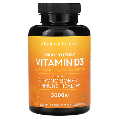 #ad #ad Vitamin D3 with Organic Liquid Coconut Oil High Potency 5000 IU 360 Softgels $18.49