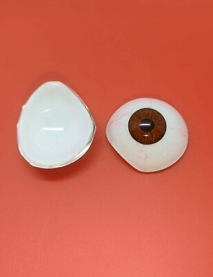 #ad Prosthetic Eye 2PC Antique Human Glass Artificial Brown Colour $38.00
