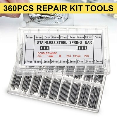 360pcs Watch PINS SPRING BARS Band Strap Link 8 25mm Repair Kit Stainless Steel #ad $4.99