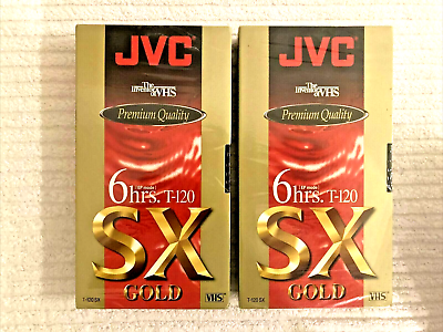 #ad LOT OF 2 JVC T 120 SX BLANK VHS TAPES T 120 SX HIGH PERFORMANCE NEW SEALED $4.98