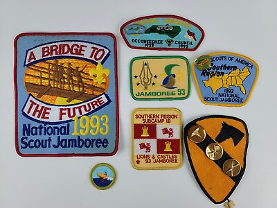 #ad Lot 1993 Boy Scout Jamboree Patches amp; badges with Bonus enamel pins $34.99