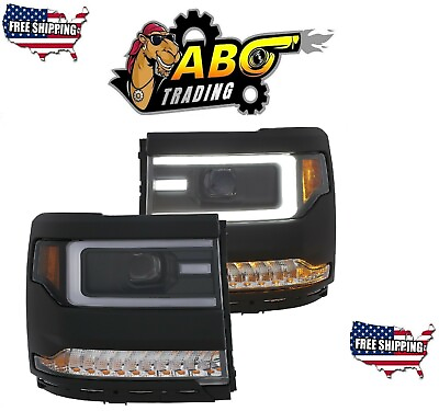 #ad Anzo Projector Headlights Black Plank Style For 16 18 Silverado 1500 111373 $602.33