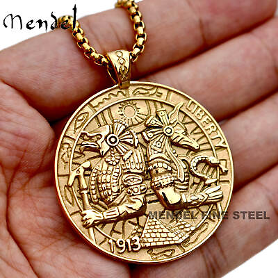 #ad MENDEL Mens Gold Plated Egyptian Hip Hop Anubis Pendant Necklace Stainless Steel $18.99