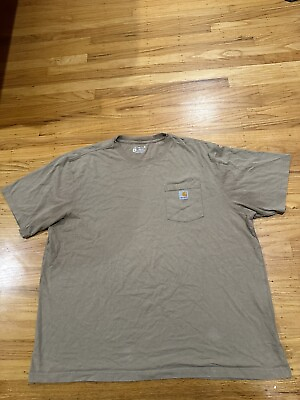 #ad Carhartt T Shirt Adult 2XL Tee Short Sleeve Pocket Original Fit Tan K87 DES Mens $9.95