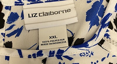 #ad LIZ CLAIBORNE Women#x27;s Size XXL Top Floral Cap Sleeve Keyhole Back Blouse $15.00