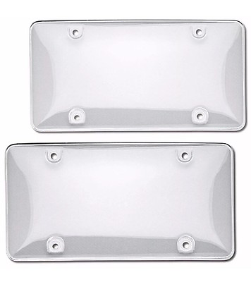 #ad 2 Clear License Plate Tag Frame Covers Bubble Shields Protector for Car Truck $8.95
