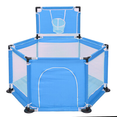 #ad 6 Panel Foldable Baby Kid Safety Playpen Play Yard Fence with Basketball Hoop US $27.99