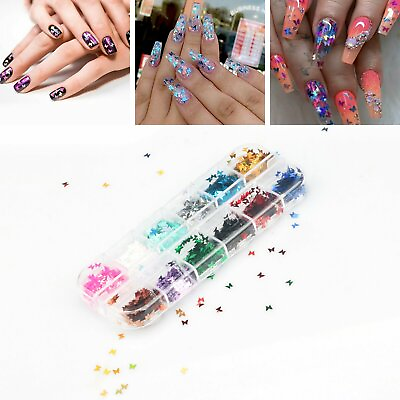 #ad Nail Glitter Sequins Holographic Laser Butterfly Flakes Nail Art 3D Decoration $6.39