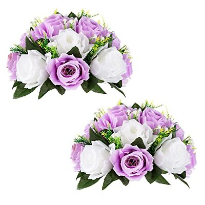 #ad Flower Centerpieces for Tables Wedding 2 Pcs Lilac amp; White Fake Flowers Rose $29.21
