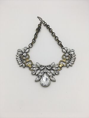 Bling Faux Diamond Bronze Tone Necklace 10 Inch Cocktail Club Party Statement $8.99