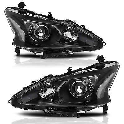 Black Clear Headlights For 2013 2015 Nissan Altima Sedan Left and Right Side $111.99