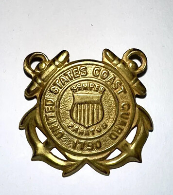 #ad WWII USCG US Coast Guard Hat Cap Badge Insignia World War II Era Screwback $20.00