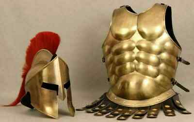 #ad Muscle Jacket Armor Medieval amp; 300 Spartan Helmet King Roman Halloween Costume $231.57