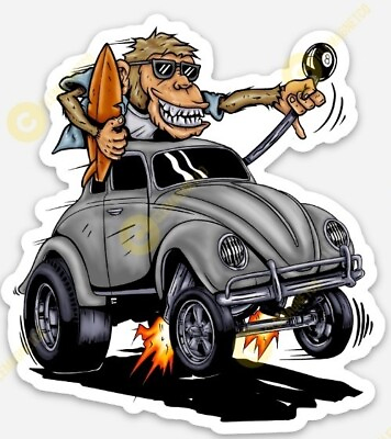 #ad VW Bug STICKER Volkswagen Monkey Old School Ratfink Rat Fink classic $5.49