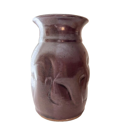 #ad #ad Signed Studio Art Pottery Vase Mid Century Modern Stoneware Chocolate Vase Earth $15.00