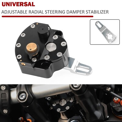 #ad Motorcycle Adjustable Steering Damper Stabilizer Universal Reversed Safety Black AU $178.76