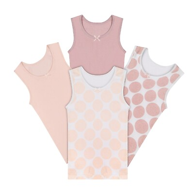 Buyless Fashion Girls Tagless Scoop Neck Pink Polka Dot Undershirts Cotton Tank $21.47