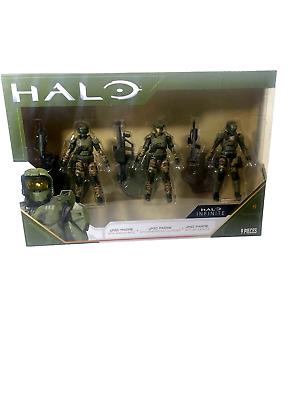 #ad Halo INFINITE 4in THREE 3 Figure Pack Assortment UNSC Marines with Weapons 9pcs $25.99
