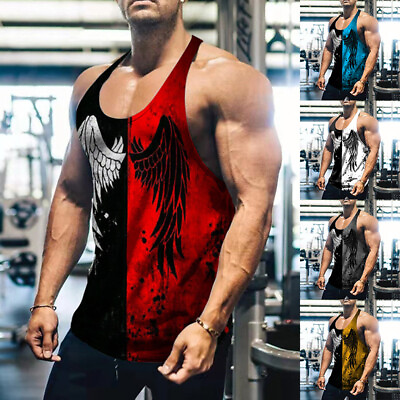 #ad ✿Men Workout Tank Top Gym Athletic Sports Vest Fitness Bodybuilding Muscle Shirt $5.38