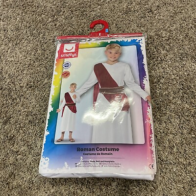 #ad Roman Costume White with Robe Belt and Headpiece Size: Large.. COST M NEW $15.00