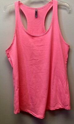 #ad New Women#x27;s XXL Hot Neon Pink Jersey Knit Racerback Tank 2XL Summer Top Casual $6.79